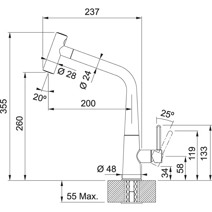 Bateria Franke Icon Pull-Out Czarny Mosiądz