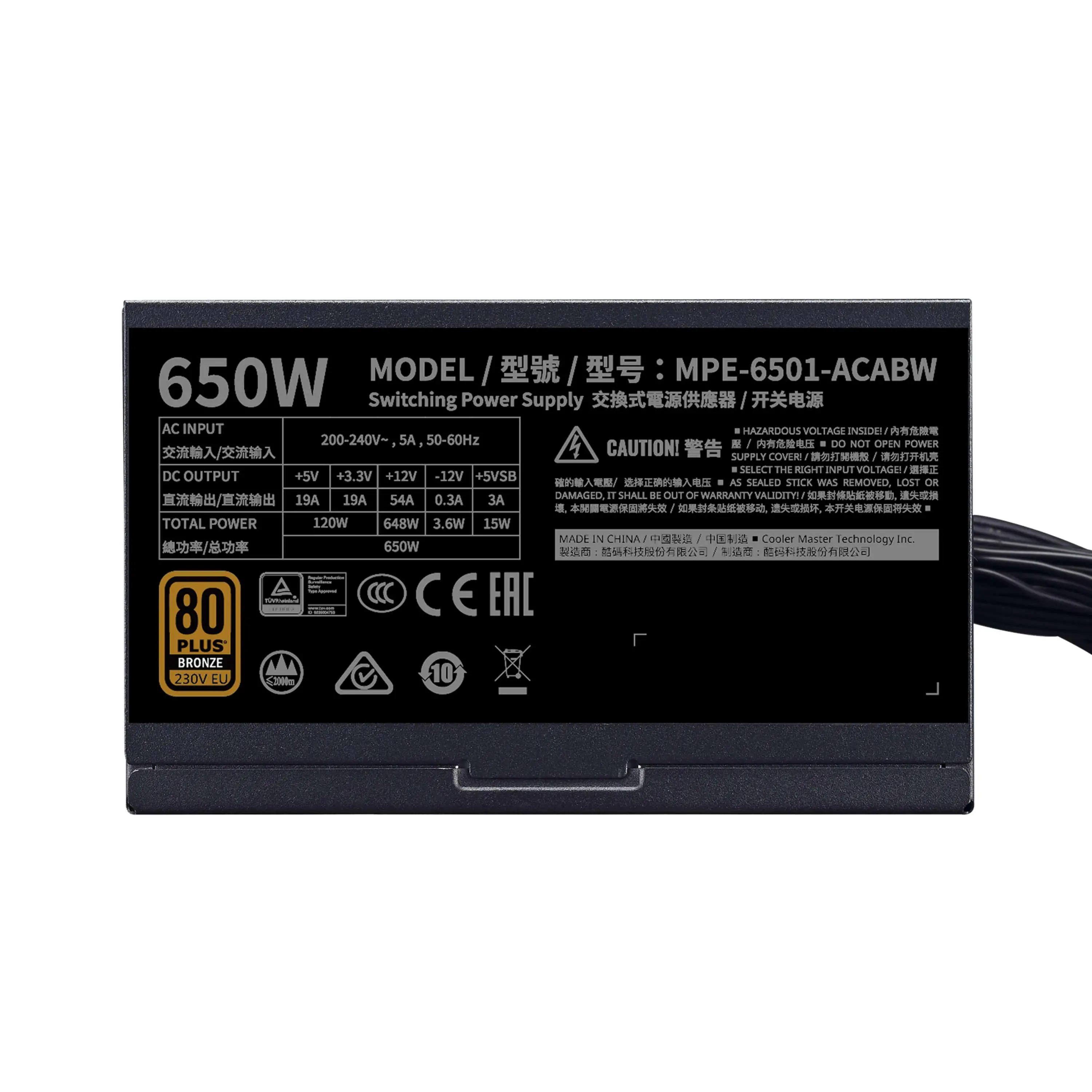 Zasilacz Cooler Master MWE 650 Bronze V2 650W 80+ Bronze Czarny