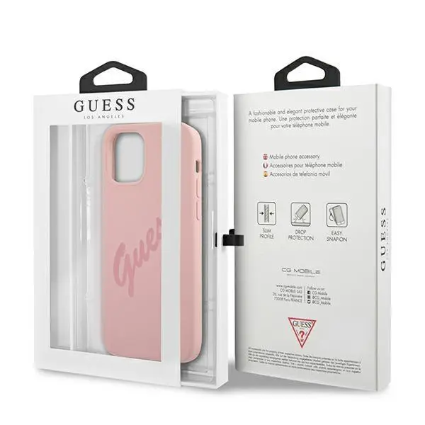 Etui Guess Silicone Vintage Script GUHCP12SLSVSPI do iPhone 12 mini Różowy