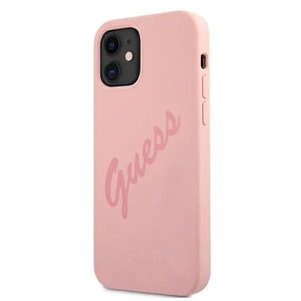 Etui Guess Silicone Vintage Script GUHCP12SLSVSPI do iPhone 12 mini Różowy
