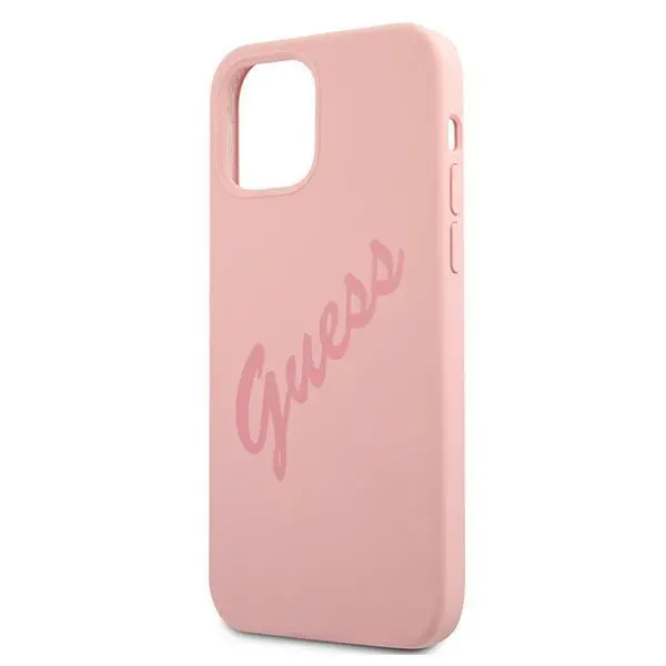 Etui Guess Silicone Vintage Script GUHCP12SLSVSPI do iPhone 12 mini Różowy