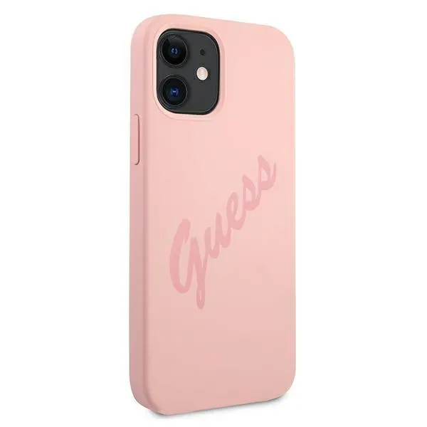 Etui Guess Silicone Vintage Script GUHCP12SLSVSPI do iPhone 12 mini Różowy