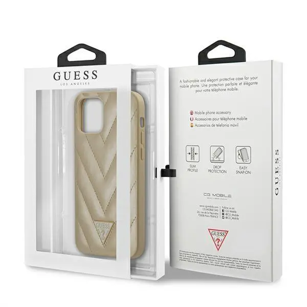 Etui Guess V-Quilted GUHCP12SPUVQTMLBE do iPhone 12 mini Złoty