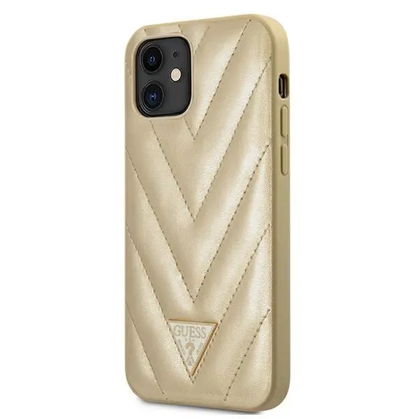 Etui Guess V-Quilted GUHCP12SPUVQTMLBE do iPhone 12 mini Złoty