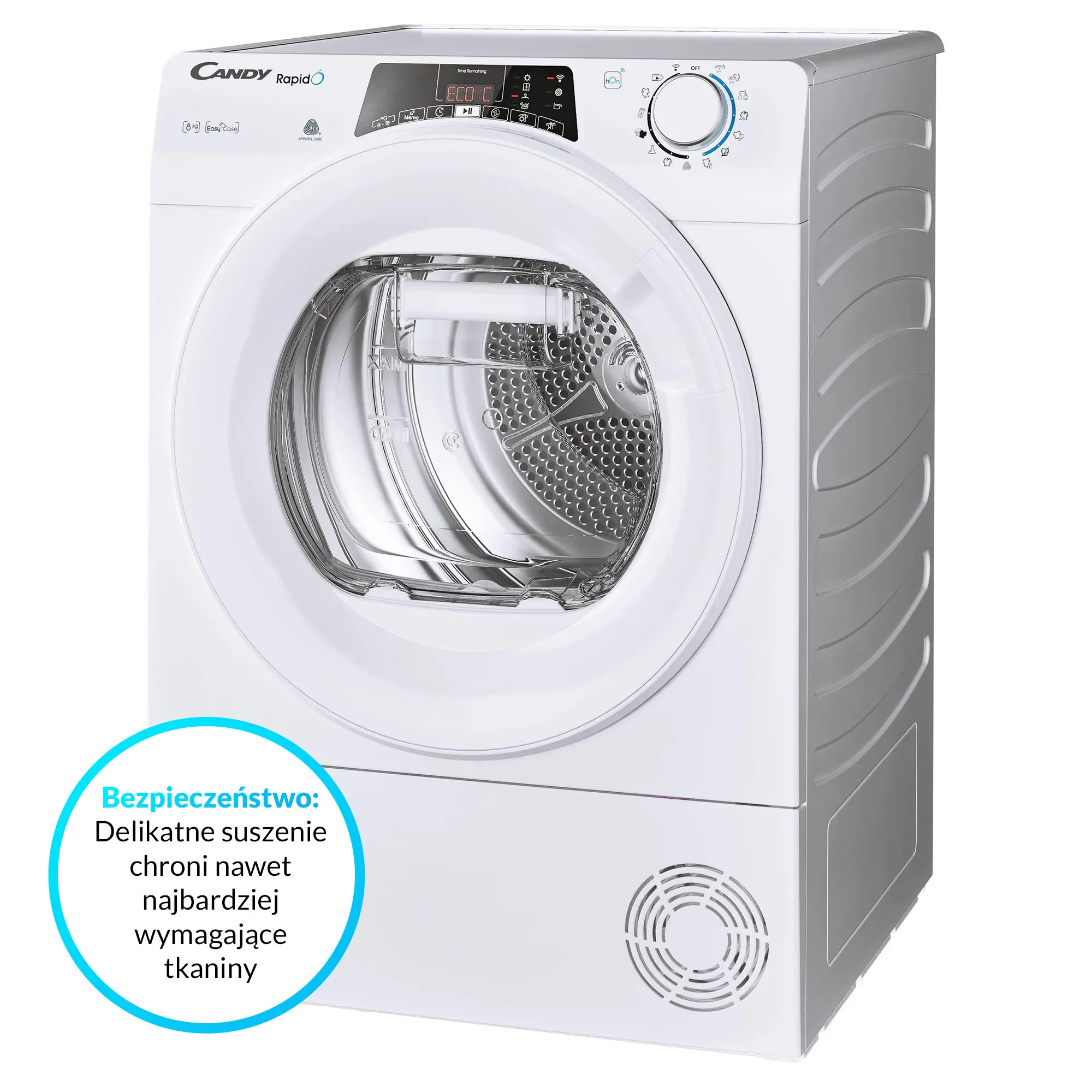 Suszarka Candy RapidO ROE H8A2TE-S 58,5cm 8kg Zdalne sterowanie