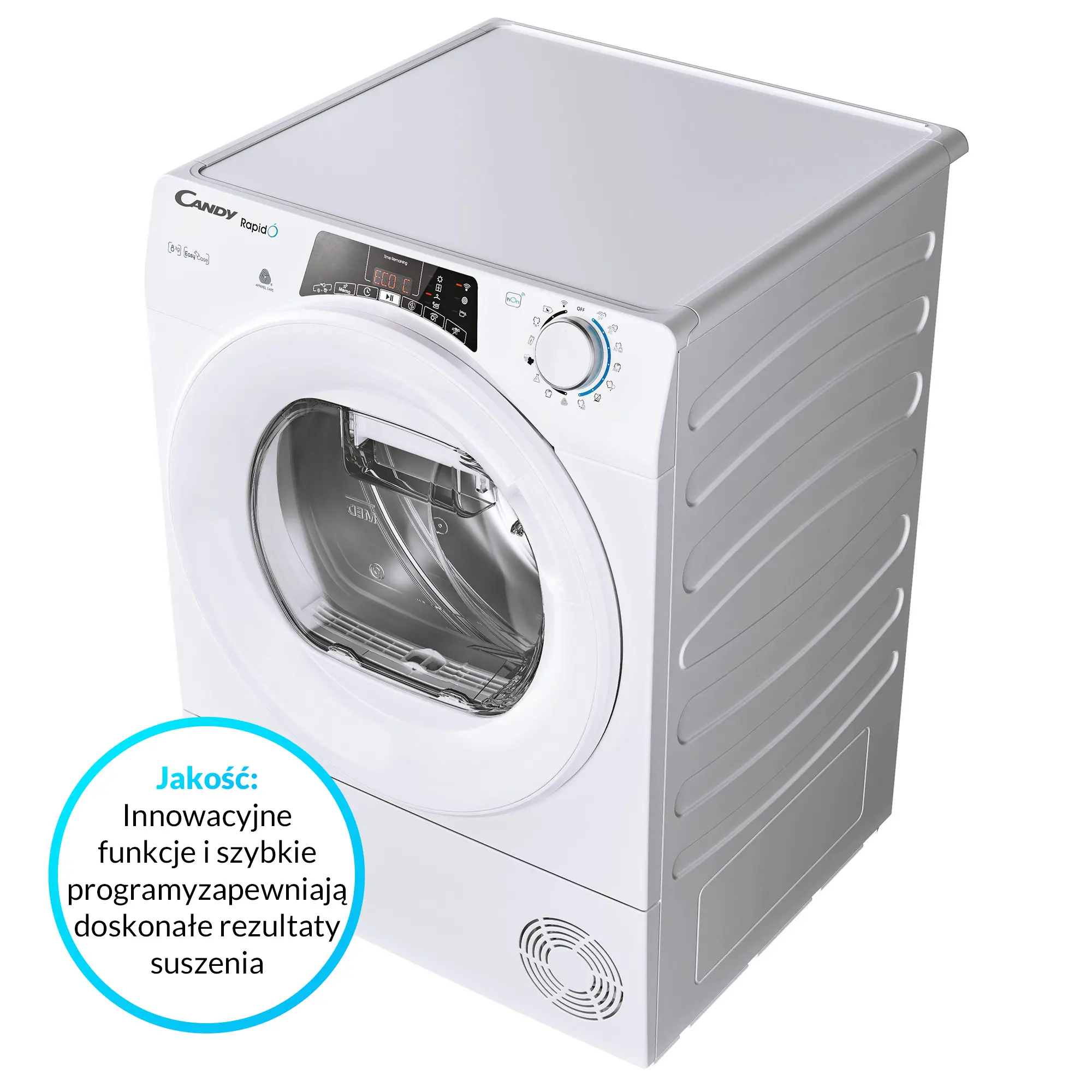 Suszarka Candy RapidO ROE H8A2TE-S 58,5cm 8kg Zdalne sterowanie