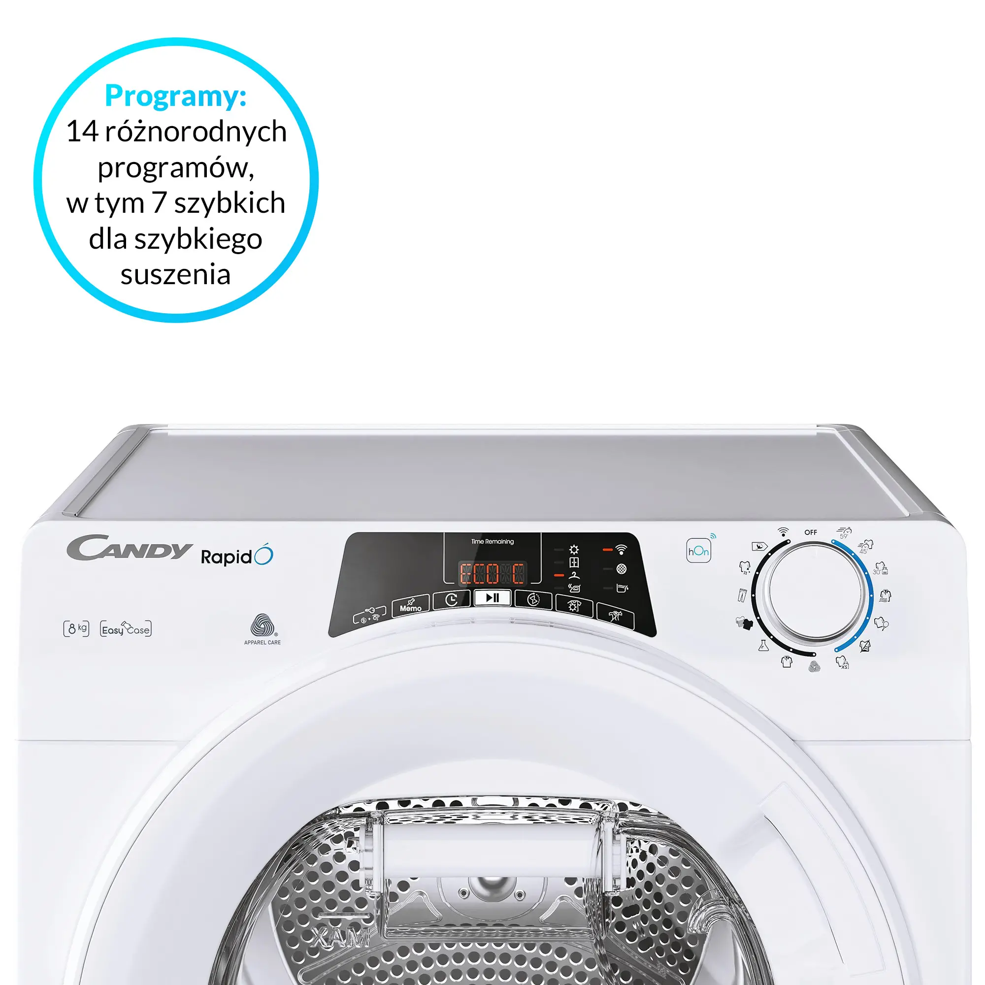 Suszarka Candy RapidO ROE H8A2TE-S 58,5cm 8kg Zdalne sterowanie