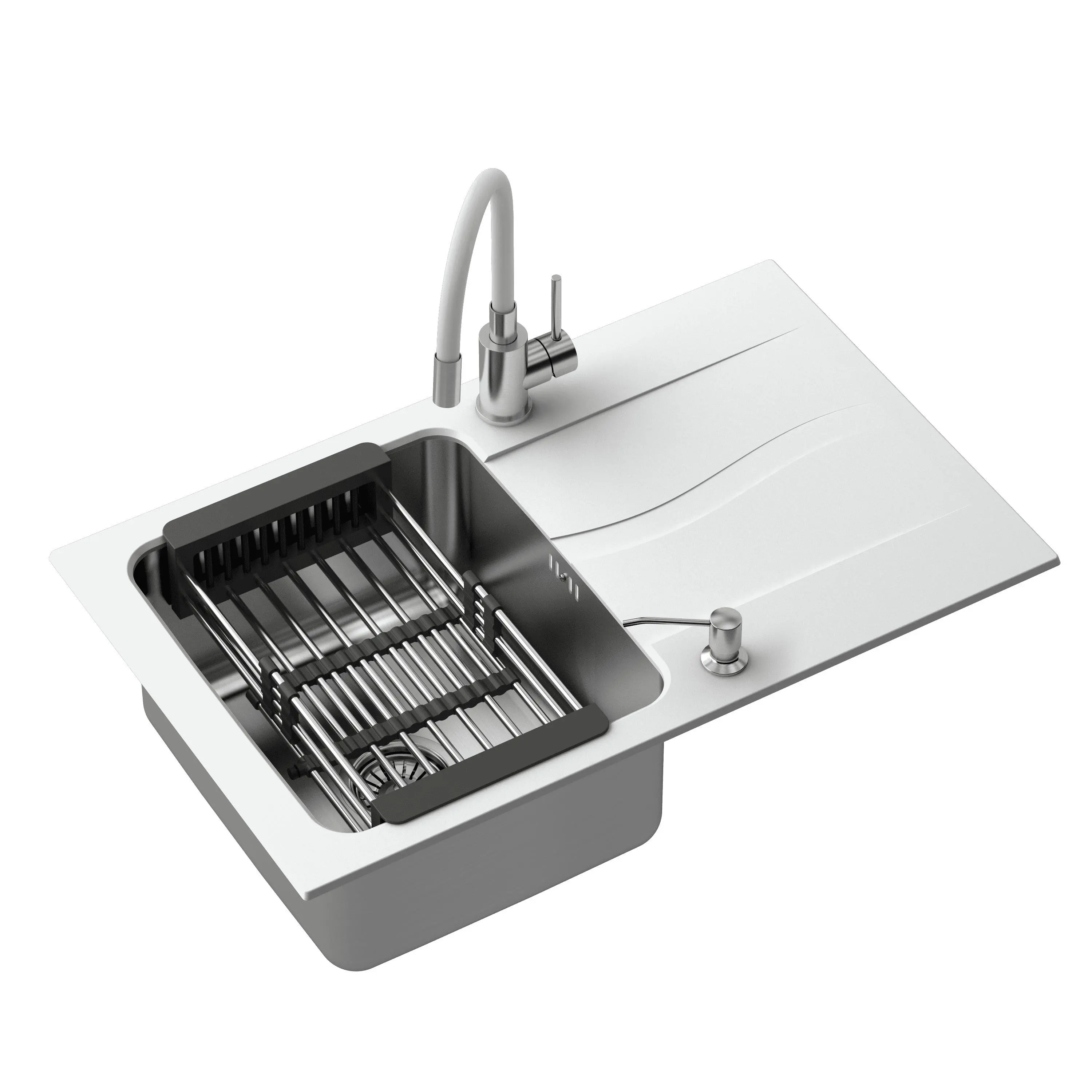 Zlewozmywak Quadron FUS_M7848BI_ZES_MDK Magic Biały + bateria Maggie Biały