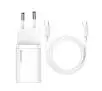 Ładowarka sieciowa Baseus TZCCSUP-L02 Super Si Quick Charger 1C 25W + kabel USB-C do USB-C 1m Biały