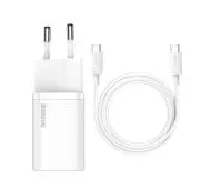 Baseus TZCCSUP-L02 Super Si Quick Charger 1C 25W + kabel USB-C do USB-C 1m Biały