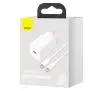 Ładowarka sieciowa Baseus TZCCSUP-L02 Super Si Quick Charger 1C 25W + kabel USB-C do USB-C 1m Biały