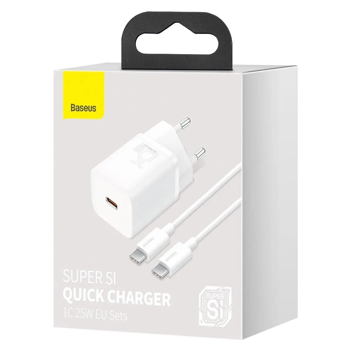 Ładowarka sieciowa Baseus TZCCSUP-L02 Super Si Quick Charger 1C 25W + kabel USB-C do USB-C 1m Biały