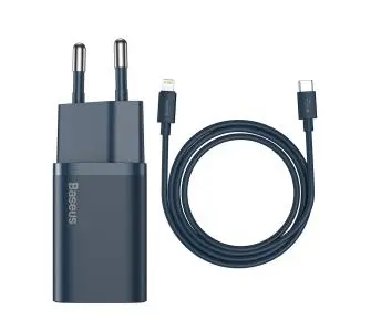 Ładowarka sieciowa Baseus TZCCSUP-B03 Super Si Quick Charger 1C 20W + kabel USB-C do Lightning 1m Niebieski