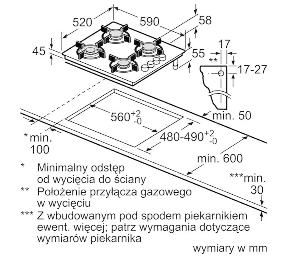 Płyta gazowa Bosch Serie 2 POH6B6B10 59cm