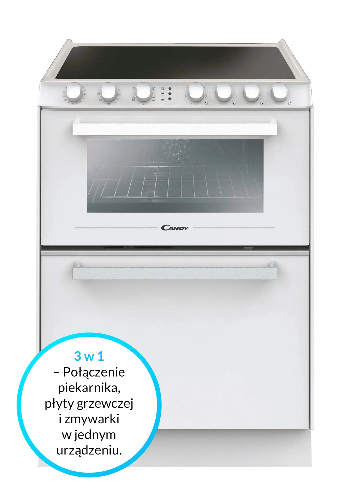 Kuchnia elektryczna ze zmywarką Candy TRIOVWNT/1 Termoobieg