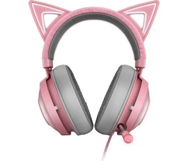 Słuchawki przewodowe z mikrofonem Razer Kraken Kitty Edition Quartz Nauszne Różowy