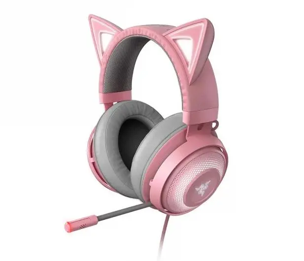 Słuchawki przewodowe z mikrofonem Razer Kraken Kitty Edition Quartz Nauszne Różowy