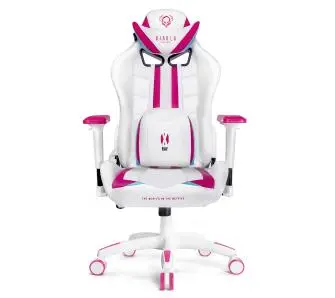 Fotel Diablo Chairs X-Ray Normal Size Gamingowy do 150kg Skóra ECO Biało-różowy