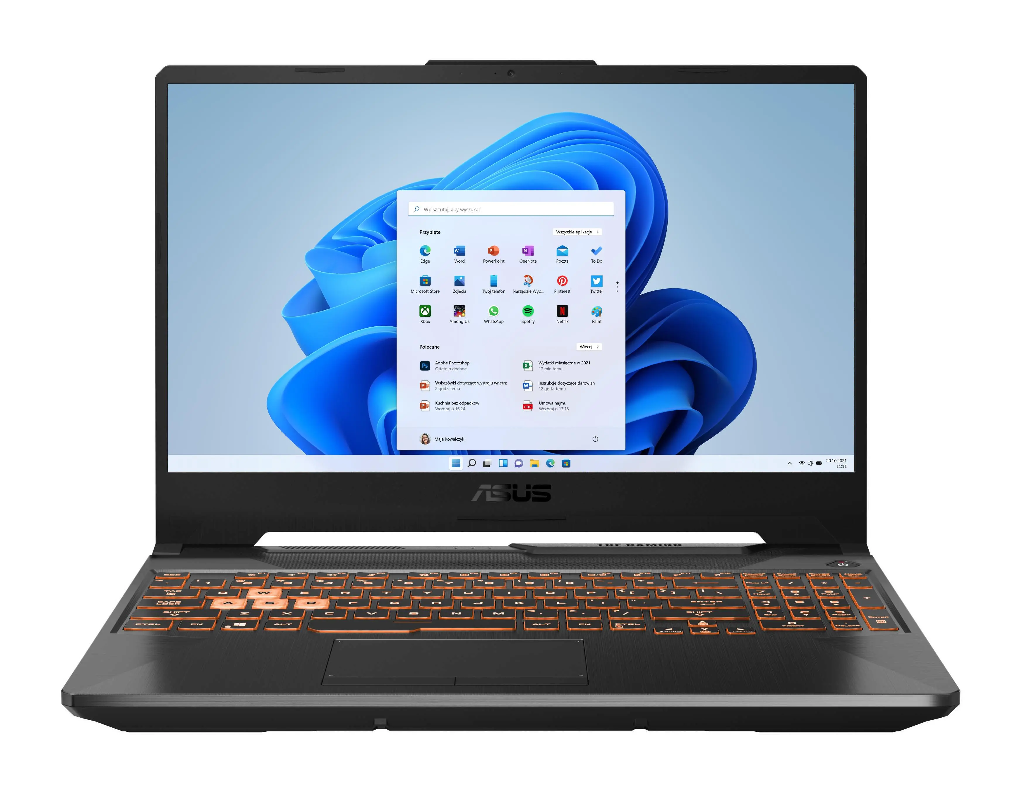 Laptop gamingowy ASUS TUF Gaming F15 FX506LH-HN042W 15,6" 144Hz i5-10300H 16GB RAM 512GB Dysk SSD GTX1650 Win11 Czarny