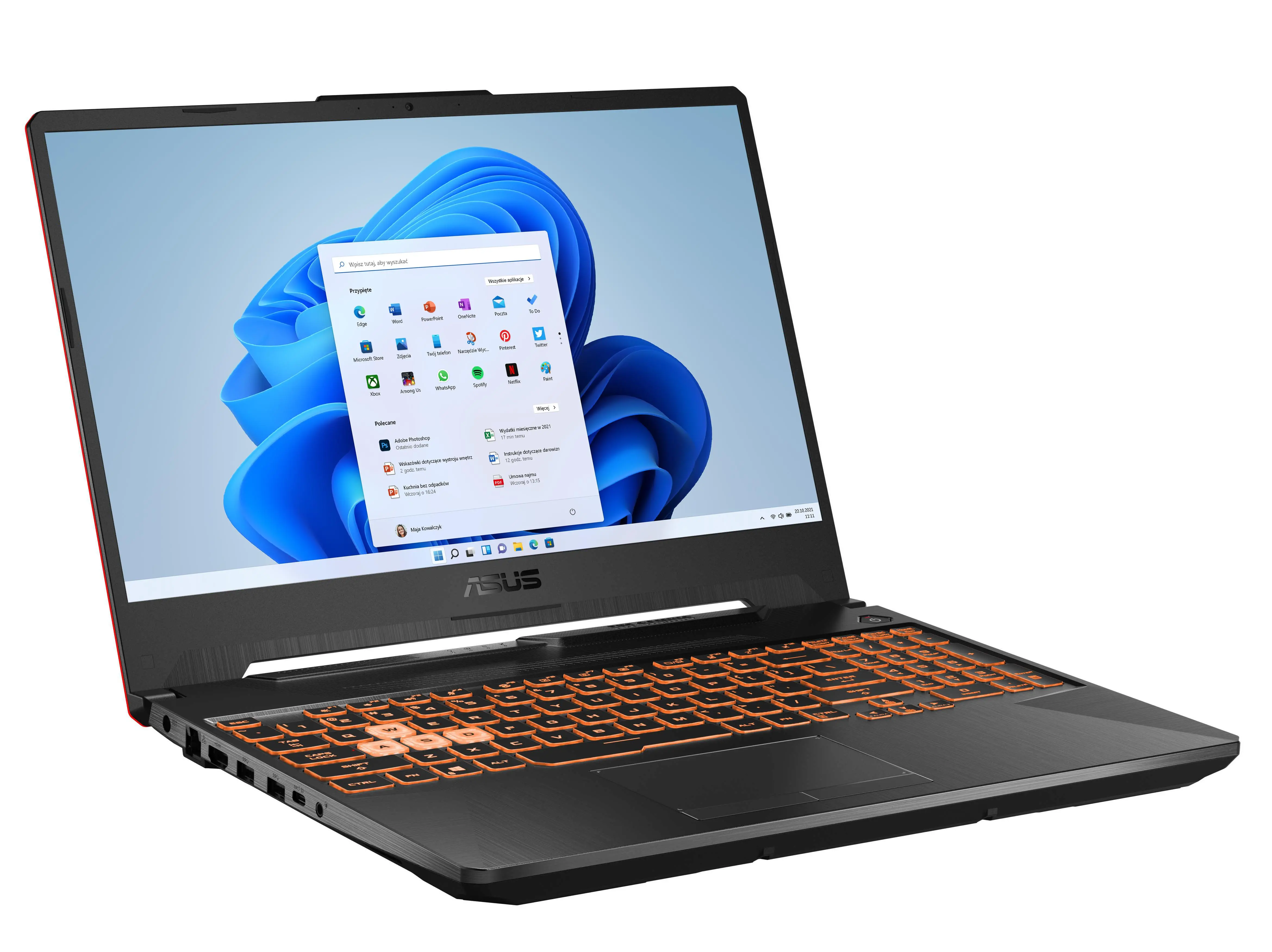 Laptop gamingowy ASUS TUF Gaming F15 FX506LH-HN042W 15,6" 144Hz i5-10300H 16GB RAM 512GB Dysk SSD GTX1650 Win11 Czarny