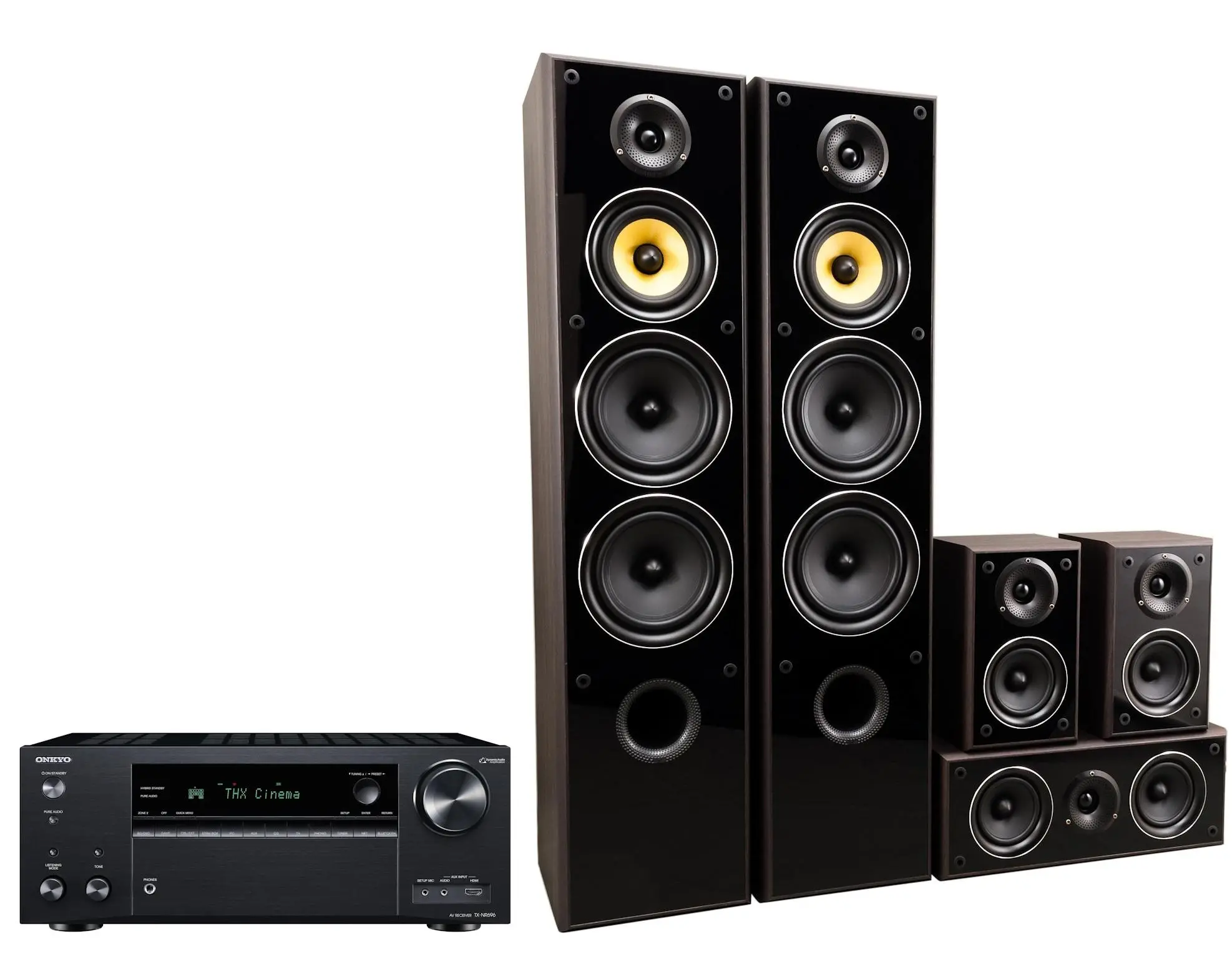 Zestaw kina Onkyo TX-NR696 Czarny, Taga Harmony TAV-606 v.3 Modern wenge