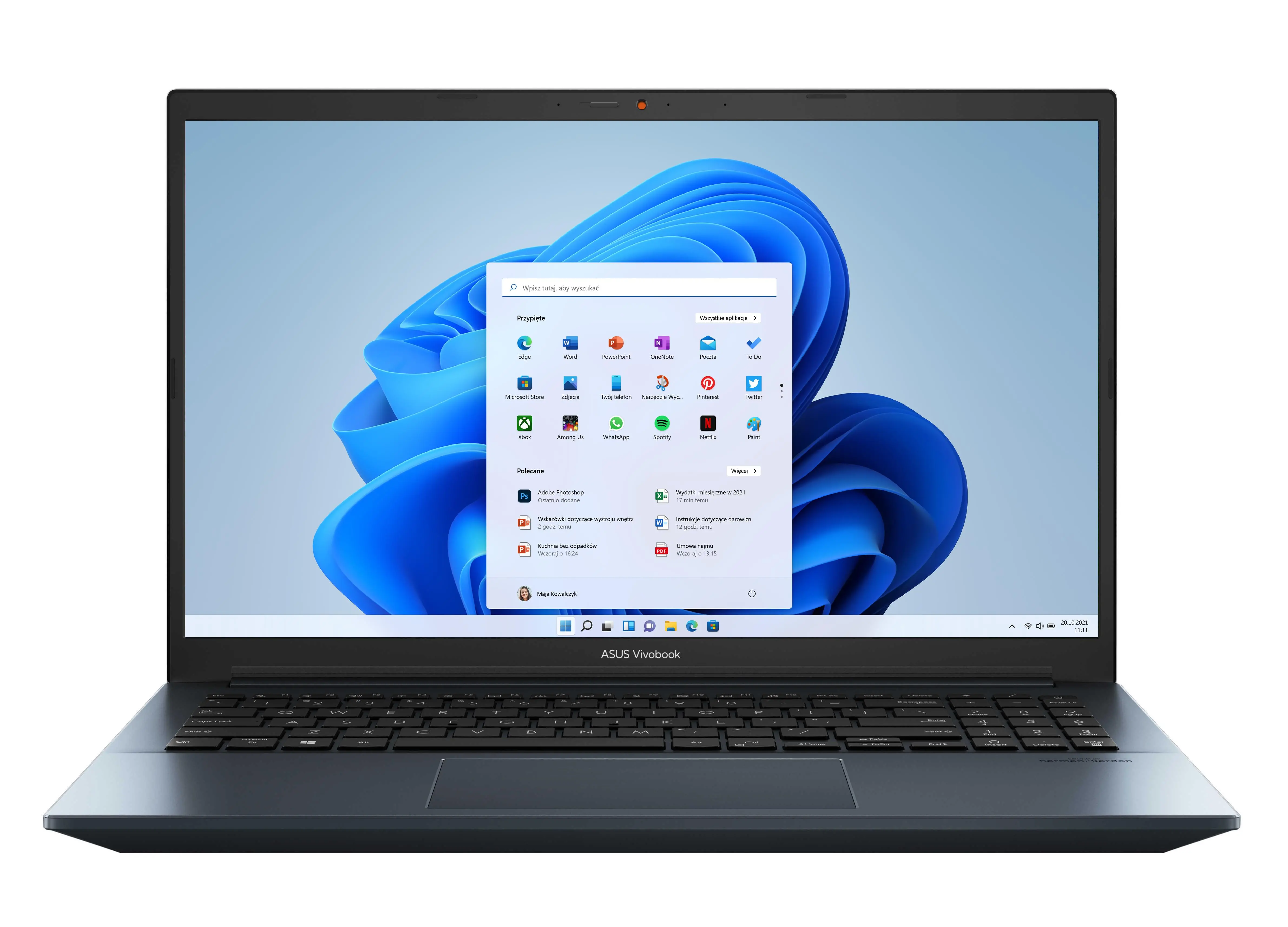 Laptop ultrabook ASUS Vivobook Pro 15 K3500PC-L1328W OLED 15,6" i5-11300H 16GB RAM 512GB Dysk SSD RTX3050 Win11 Niebieski