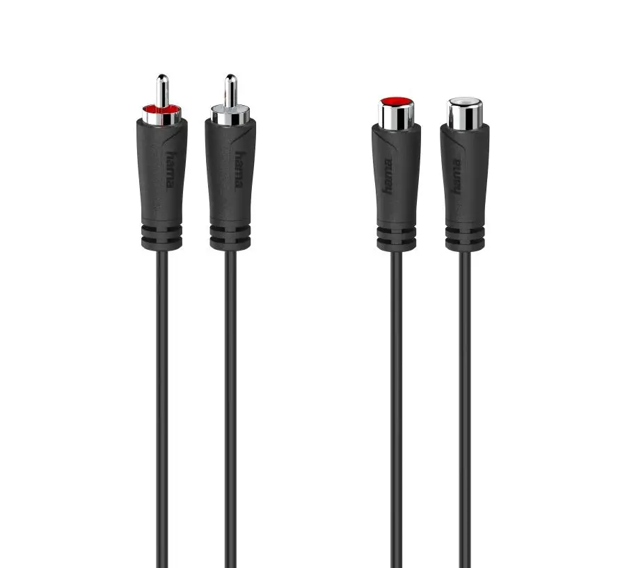 Kabel audio Hama 00205094 Przedłużacz 2x RCA 3m Czarny