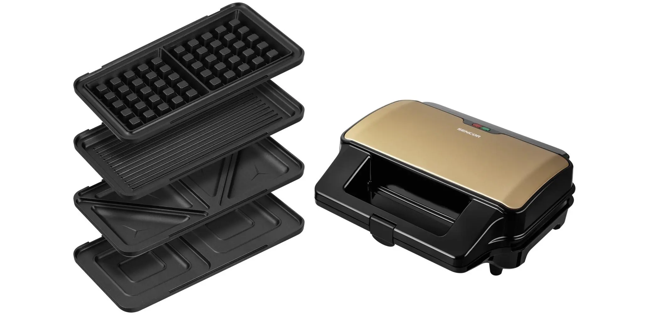 Opiekacz Sencor SSM 9977CH 3w1 Trójkąty Gofry Panini Kwadraty 900W