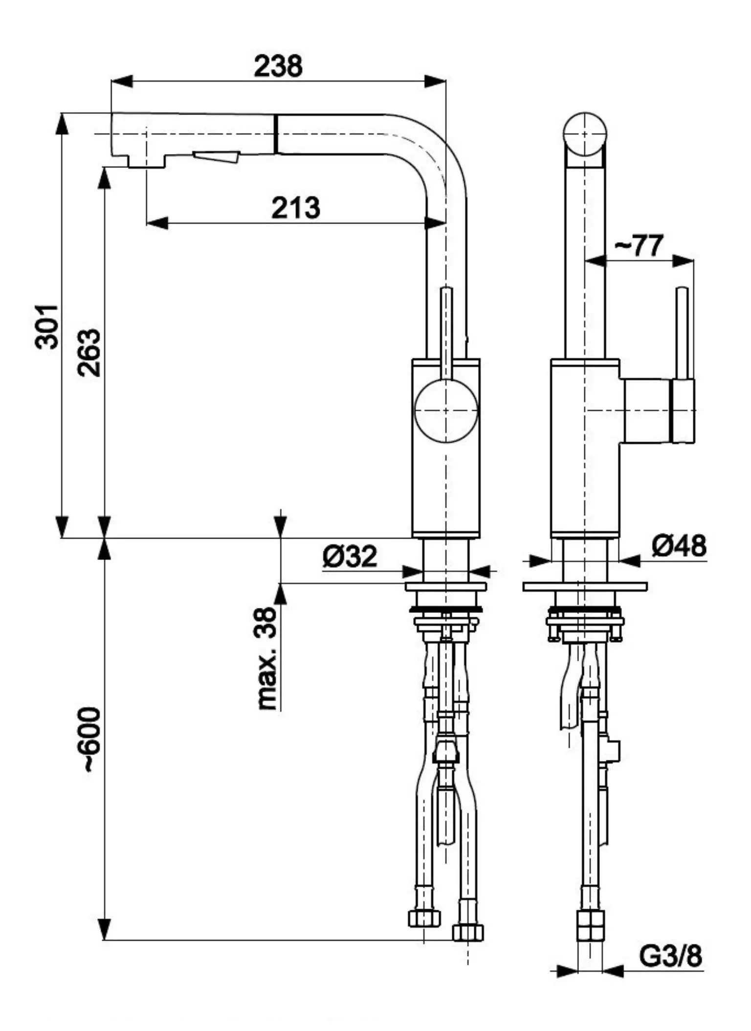 Bateria KFA Armatura Arura Duero Basic 6623-110-81 Czarny Stal szlachetna