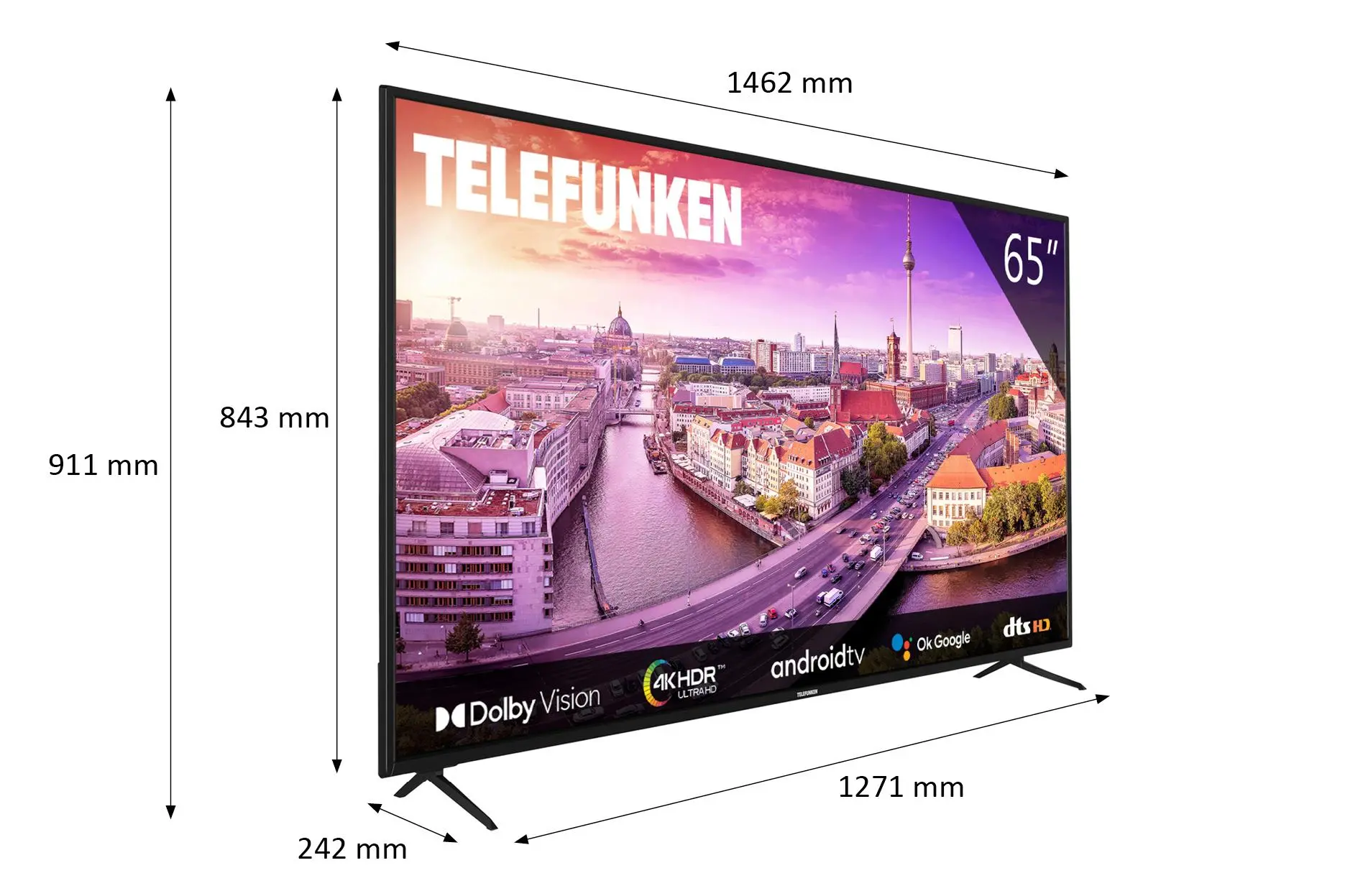 Telewizor Telefunken 65UG8450 65" LED 4K Android TV Dolby Vision DVB-T2