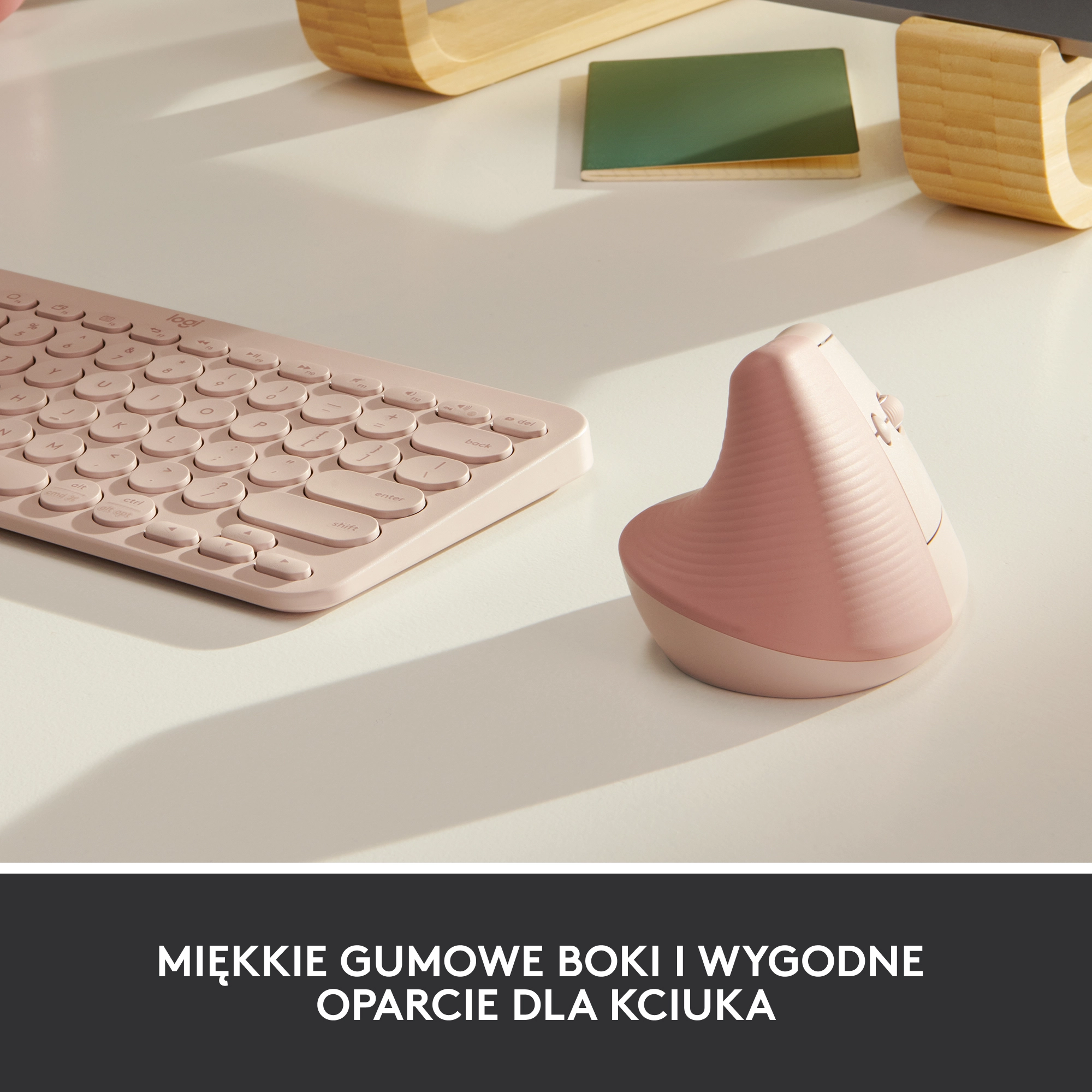 Myszka Logitech Lift Dla praworęcznych Różowy