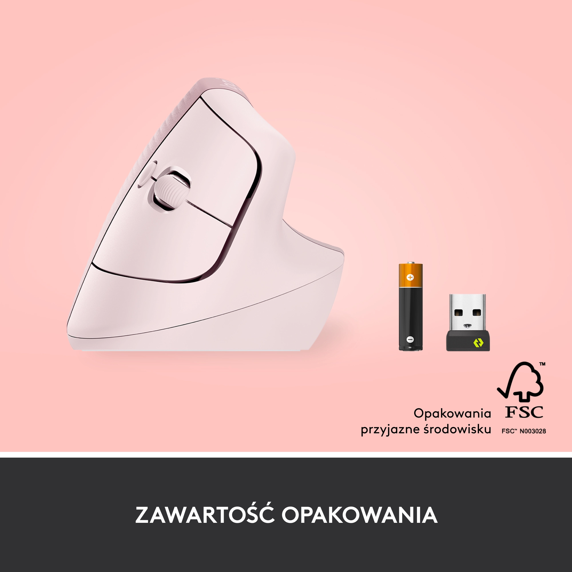 Myszka Logitech Lift Dla praworęcznych Różowy