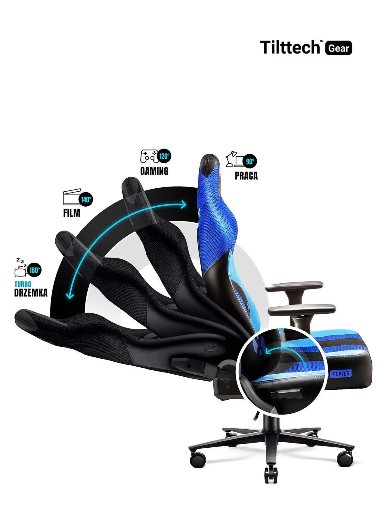 Fotel Diablo Chairs X-Player 2.0 King Size Gamingowy do 160kg Skóra ECO Tkanina Frost black