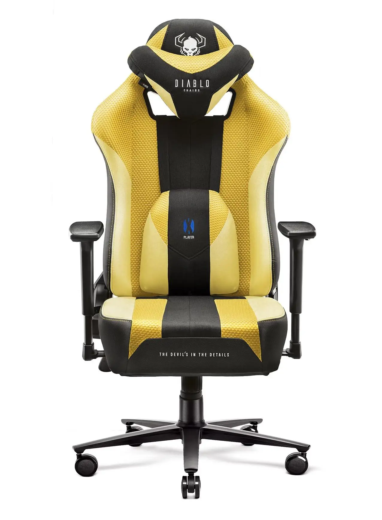 Fotel Diablo Chairs X-Player 2.0 King Size  Gamingowy do 160kg Skóra ECO Tkanina Dark Sunflower