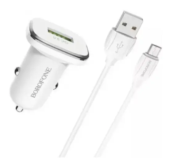 Ładowarka samochodowa Borofone BZ12A 18W kabel microUSB Czarny