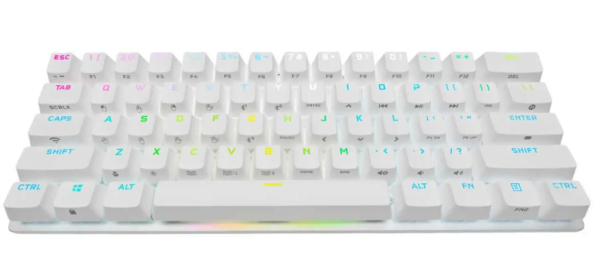 Klawiatura mechaniczna Corsair K70 Pro Mini Wireless Cherry MX Red Switch Biały