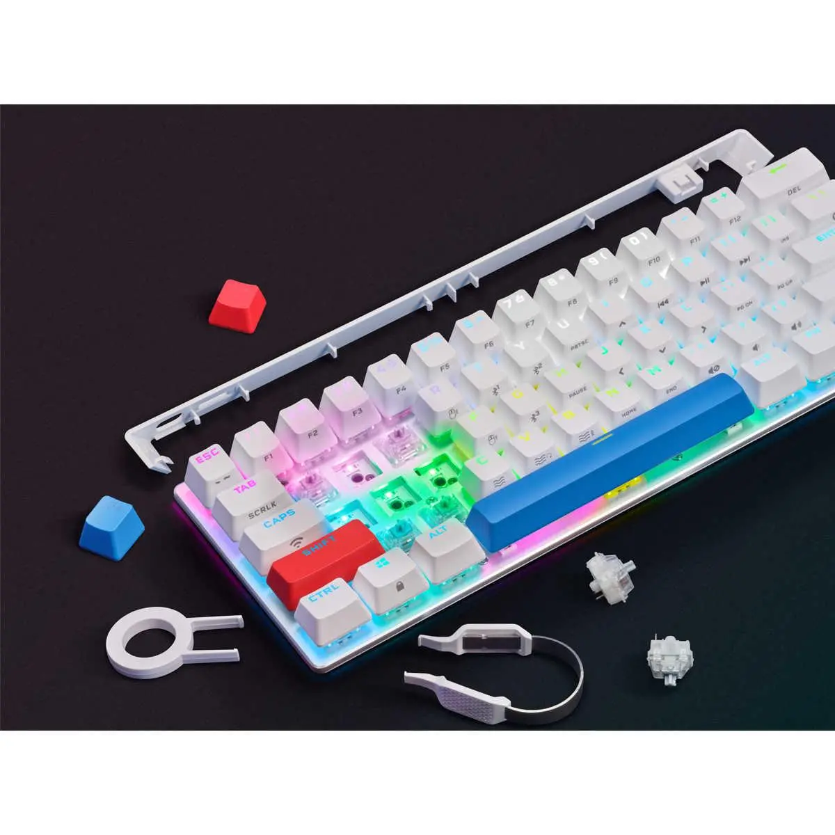 Klawiatura mechaniczna Corsair K70 Pro Mini Wireless Cherry MX Red Switch Biały