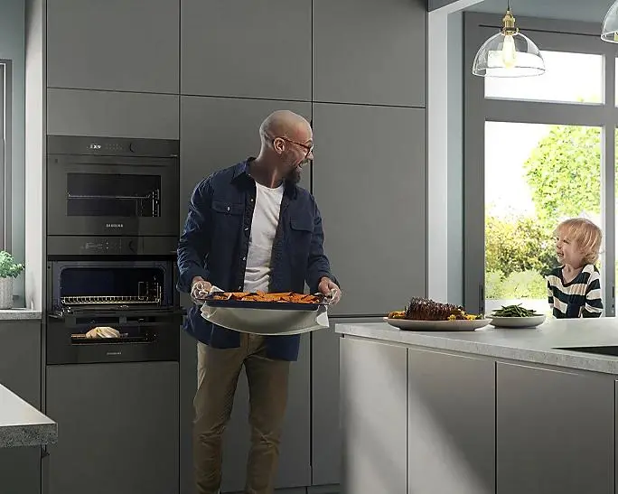 Piekarnik elektryczny parowy Samsung NV7B5745PAS Dual Cook Flex Termoobieg AirFry Zdalne sterowanie Srebrny