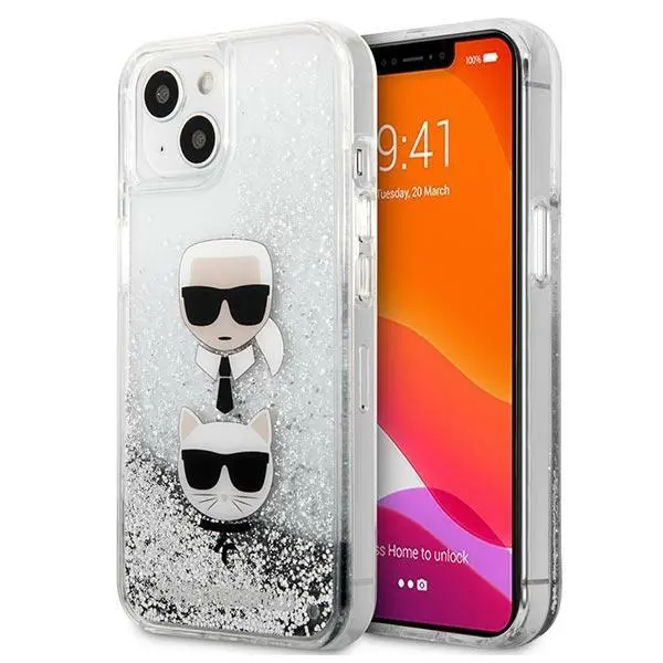 Etui Karl Lagerfeld Liquid Glitter Karl&Choupette Head KLHCP13SKICGLS do iPhone 13 mini
