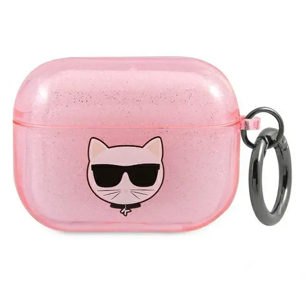 Etui na słuchawki Karl Lagerfeld KLA3UCHGP Glitter Choupette Head AirPods 3 Cover Różowy