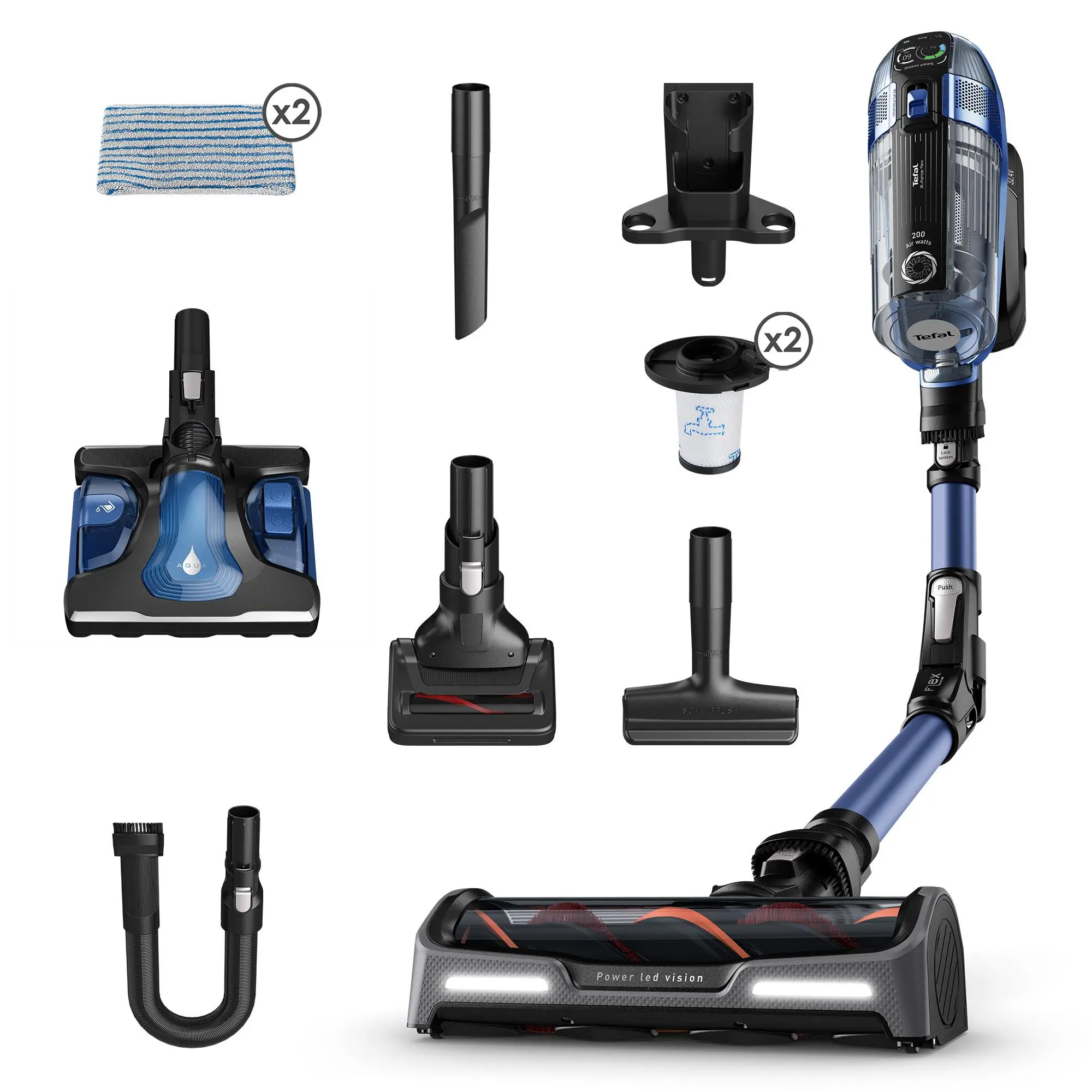 Odkurzacz Tefal X-Force Flex 14.60 Aqua TY99C0 70min Funkcja mycia Wymienny akumulator Mini elektroszczotka