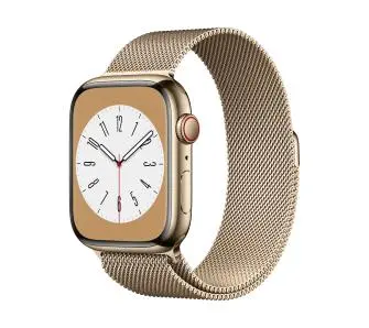 Apple Watch Series 8 GPS - Cellular 45mm koperta ze stali nierdzewnej złoty - bransoletka mediolańska złoty