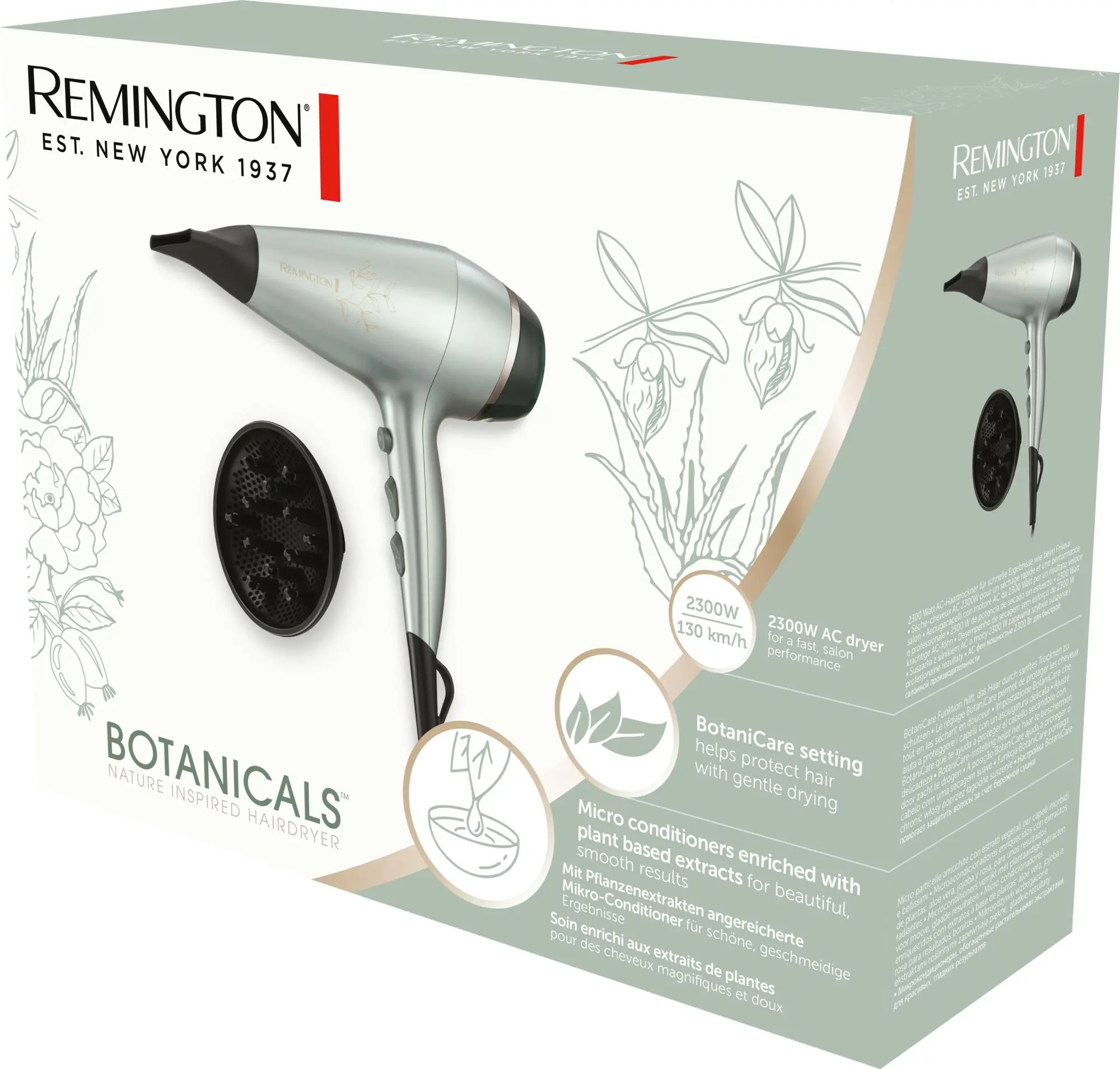 Suszarka do włosów Remington Botanicals AC5860 Jonizacja Dyfuzor Zimny nawiew 2300W 2 prędkości 3 temperatury