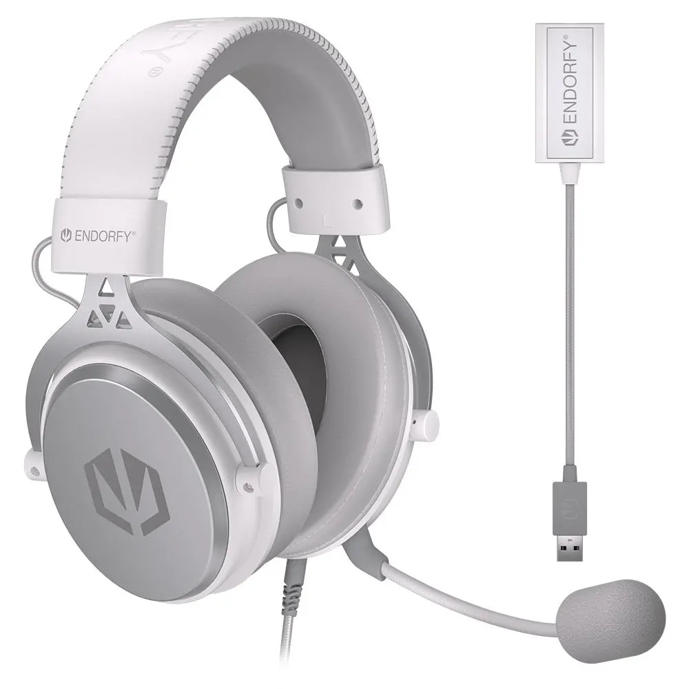 Słuchawki przewodowe z mikrofonem Endorfy Viro Plus USB Onyx White Nauszne Biały