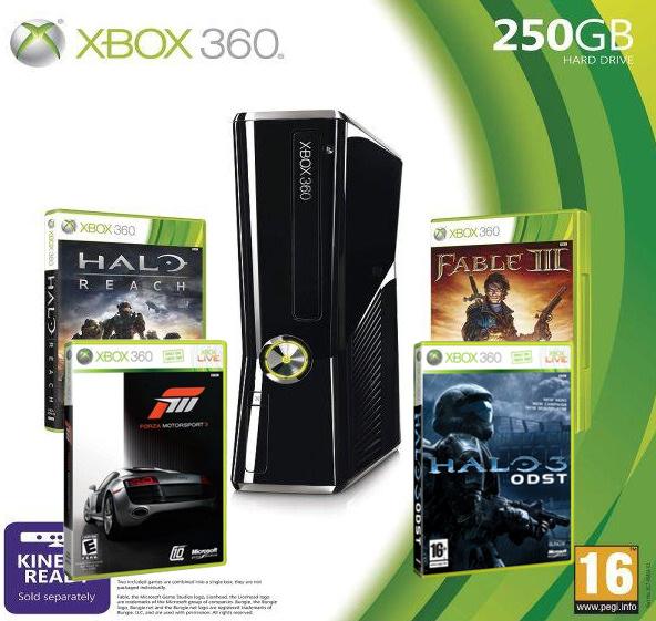 Konsola Xbox 360 250GB + 4 gry