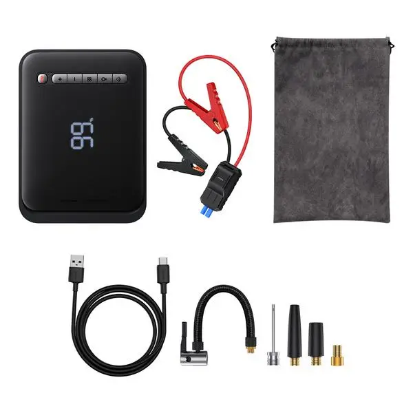 Powerbank Baseus CGCN000001 rozrusznik i kompresor 2w1 Super Energy Car Jump Starter 8000mAh 1000A Czarny