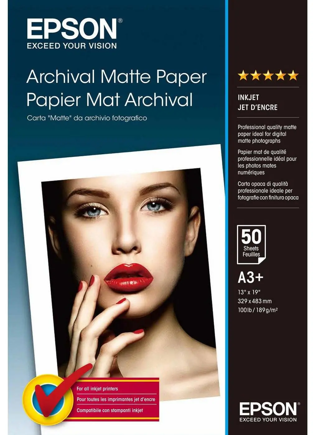 Papier fotograficzny Epson C13S041340 Archival Matte A3+ 50 Arkuszy