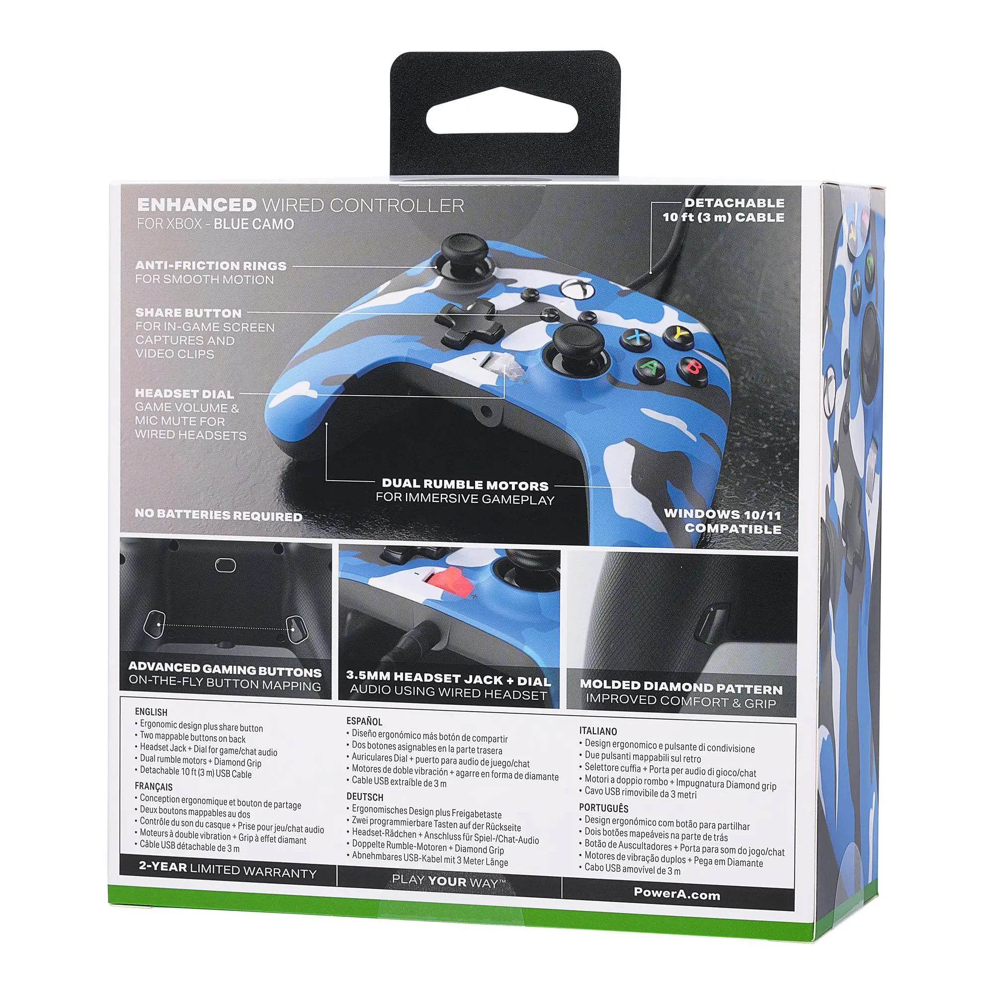 Pad PowerA Enhanced Blue Camo do Xbox Series X/S, Xbox One, PC Przewodowy