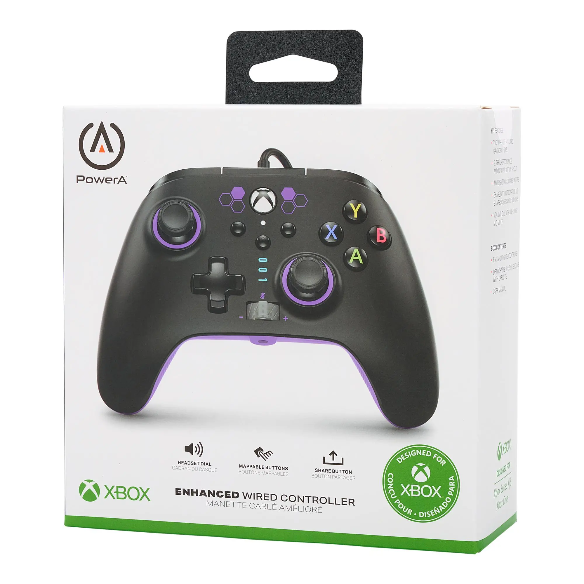 Pad PowerA Enhanced Purple Hex do Xbox Series X/S, Xbox One, PC Przewodowy