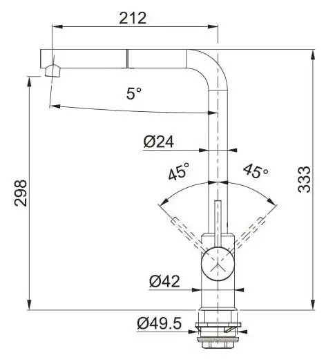 Bateria Franke Sirius L Side Pull-Out Onyx/Chrom Mosiądz